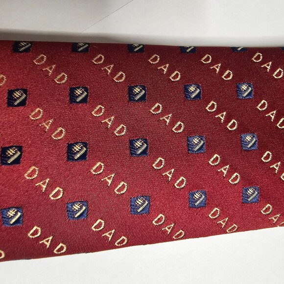 Dad Graphic Patterned Red Blue Necktie Men Neck Tie - Picture 3 of 9